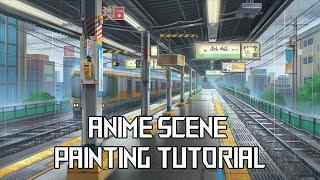 【anime background】Japanese Station Drawing Tutorial