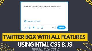 Tweet Box UI Design in HTML CSS | 10 Minutes Code | Webster