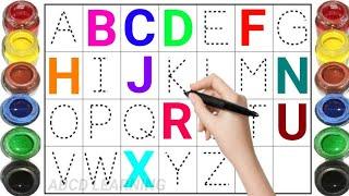 Alphabet, ABC song, ABCD, A to Z, kids rhymes, collection for writing along dotted line for toddler