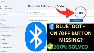 100% Solved- Bluetooth On Off button is missing In Windows 11| Fix Bluetooth On Off Switch Missing