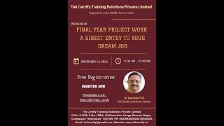 Live webinar on  Final Year Project Work - A Direct Entry to Your Dream Job" || Shivachandrarjuna