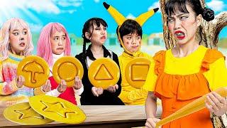 Baby Doll и друзья: Станьте Wednesday, Enid, Mommy Long Legs & Pikachu в Игре в кальмара!