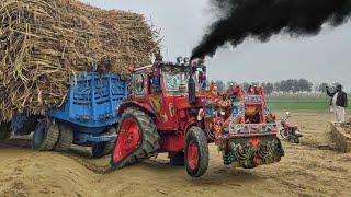 Powerful Tractors are pulling trolley in turns | Belarus Tractor pull out the trolley on remp