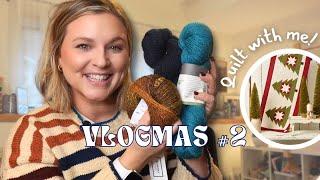 New Yarn Haul, Shawl WIP Progress, & Quilting a Christmas Tree Table Runner | Vlogmas #2