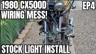 1980 CX500D Stock lights install, rat nest wiring fixed.