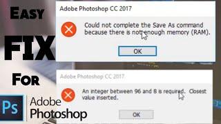 How to fix Adobe Error : There is not enough Memory(RAM) | 1000% guarantee |