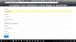 Complete Form Validation in JavaScript using Regular Expression in Hindi [ REGEX ]