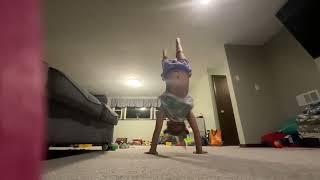 Doing gymnastics at my friends house￼