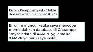 Error : Xampp-mysql  - Table "doesn't exist in engine" #1932