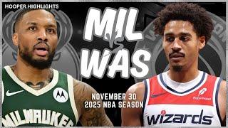 Milwaukee Bucks vs Washington Wizards Full Game Highlights | Nov 30 | 2025 NBA Season