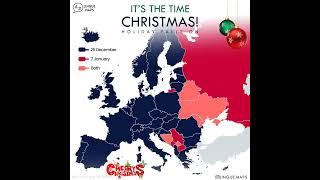 On which date Christmas is celebrated in your country? #map #christmas #europe #youtubeshorts