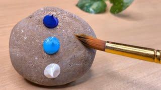 Simple Landscape Acrylic Painting on Stone |Stone painting |Relaxing Acrylic Painting For Beginners