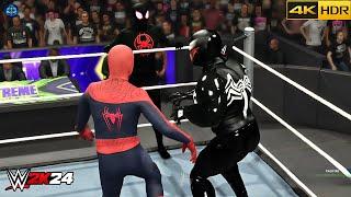 Venom Vs Spider-Man & Miles Morales | Handicap Match | WWE 2K24  [4K 60FPS]