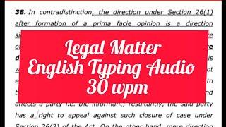 30 wpm 2 English Legal Matter Typing Audio for Karnataka High Court ll English typing dictation SSC