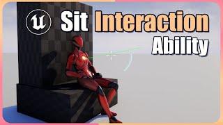 UE5 Lyra Interaction Ability : sitting down on a chair using motion warping tutorial