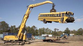 Amazing Dangerous Powerful Excavator Destroy Ship, Building, Bus - Heavy Equipment Machines Working