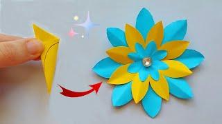 Beautiful paper flower craft | Paper Flower Making Step By Step | paper wall hanging craft