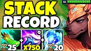 I BROKE THE NASUS STACK RECORD AT 20 MINUTES! (750 STACKS, NO Q COOLDOWN)