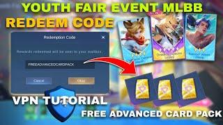 3 REDEEM CODES ADVANCED CARD PACK USING VPN YOUTH FAIR EVENT MOBILE LEGENDS 2024