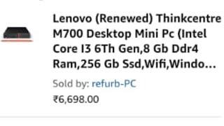 Lenovo (Renewed) Thinkcentre M700 Desktop Mini Pc (Intel Core 13 6Th Gen,8 Gb Ddr4 Ram, 256 Gb Ssd..