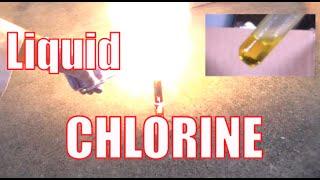 Making LIQUID CHLORINE and Reacting it With Metals