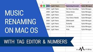 Generate audio filenames from tags on Mac with Tag Editor and Numbers.