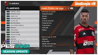 PES 2021 [PATCH BMPES V10] FACES/OVERALL DE TODOS OS JOGADORES DO FLAMENGO (BMPES 2023)