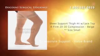 Sheer Support Thigh-Hi w/Lace Top X-Firm 20-30 Compression -