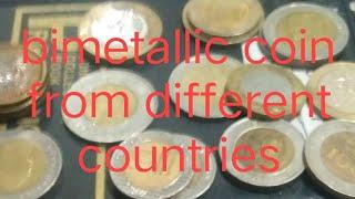 bimetallic coin from different countries around the world 