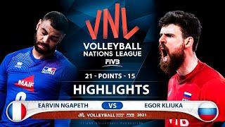 France vs Russia | VNL 2021 | Highlights | Earvin Ngapeth vs Egor Kliuka