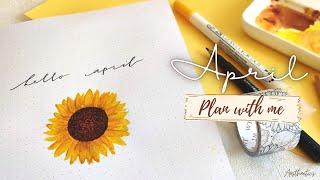 PLAN WITH ME | April 2022 Bullet Journal Setup | Sunflower Theme | Minimal and Easy PWM| Aasthaetics