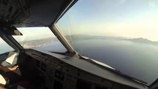 A320 Landing at Zakynthos Int'l Airport, Greece. Cockpit View.