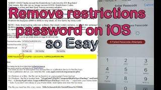 Reset / Remove restrictions password on iOS on iPhone and iPad , all iOS Version