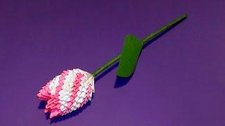 How to make a paper flower tulip. 3D origami tutorial (Gifts for Mother's Day)