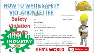 How To Write Safety Violation Letter, Safety Violation MEMO, Safety Warning Letter, Safety MEMO