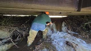 Completely Draining Flooded Pond By Unclogging Bridge With Massive Surge Of Water