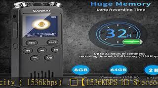 GARMAY Digital Voice Recorder Upgraded 72GB 1536KBPS 5148Hours Recording Capacity 32H Battery Time