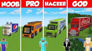 SODA DRINK TRUCK HOUSE BUILD CHALLENGE - Minecraft Battle: NOOB vs PRO vs HACKER vs GOD / Animation