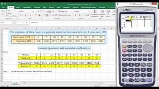 Using Casio fx 9860g sd to calculate spearman's rank correlation