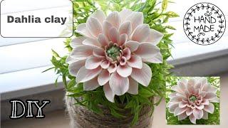DIY! Clay Flowers TUTORIAL. Dahlia flowers [Air dry clay, cold porcelain, sugarcraft]