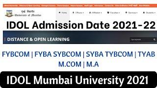 IDOL Online Admission 2021-22 dates Extended | TYBCOM & TYBA | MCOM | MA | IDOL Mumbai University