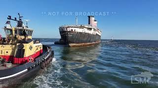 03-03-2025 Mobile, AL - SS United States arrives at Mobile passing the iconic Sand Island Lighthouse