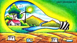 conserve energy protect environment drawing/energy saving is environment saving drawing