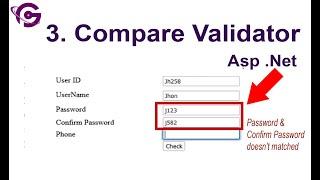 Part 3. Compare Validator in ASP NET Web Forms