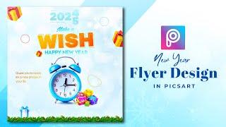 New Year Social Media Poster Design in Picsart | New Year Poster Design