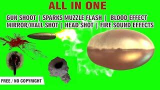 Gunshot bullets sound effects and sparks muzzle Green Screen Adobe Premiere pro  After effects