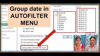 DATE GROUP IN EXCEL | group date in autofilter menu excel  | ADVANCE setting |filter excel