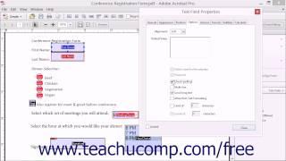 Options Properties of Form Fields - Adobe Acrobat XI Training Tutorial Course