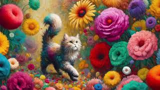 Wandering into the Artwork: The Roaming Cats Meet Modern Art in a Creative Fusion!