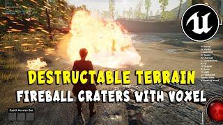 Destructible Landscape (Fireball Craters) with Voxel Plugin + Mob Spawners in Unreal UE4